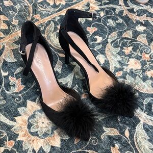 BCBGeneration Black Heels with Fluffy Detail